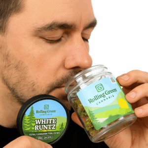 person smelling craft cannabis
